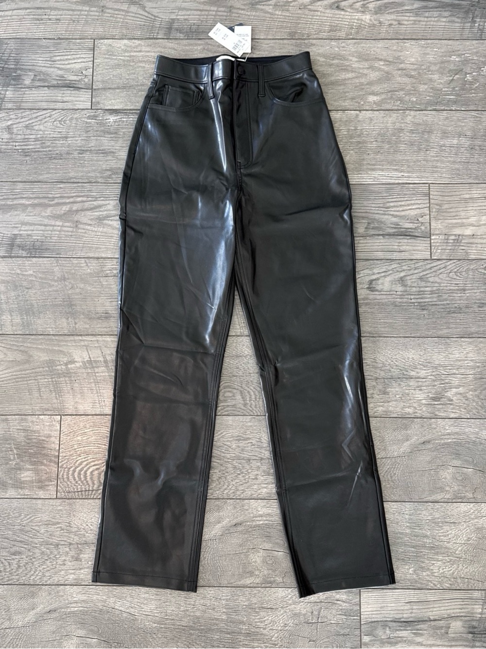 NWT Abercrombie 90’s Straight Ultra High rise Leather Pants